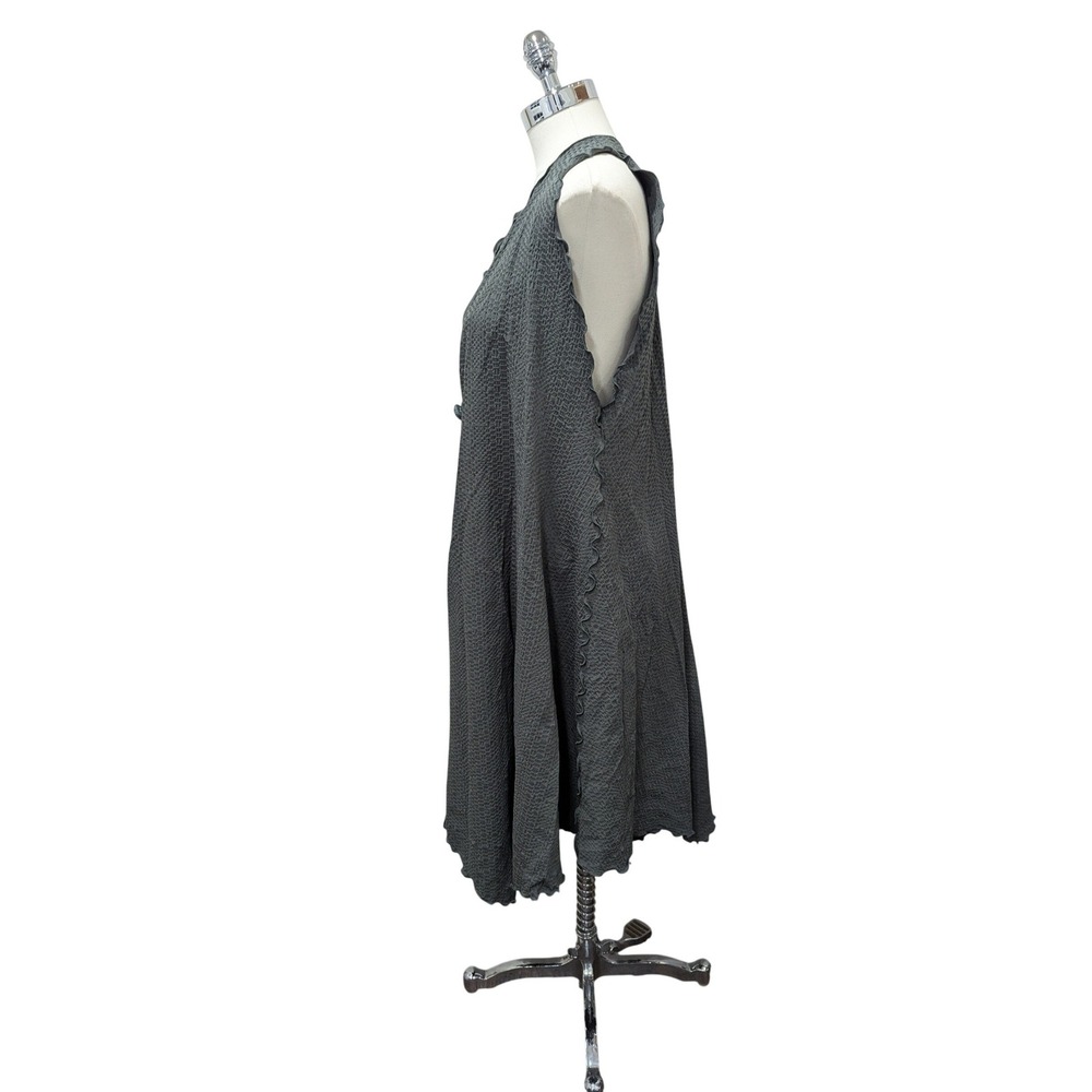 Giselle Shepatin Charcoal Textured V-Neck‎ Sleeveless Duster Vest One Size - Picture 2 of 6